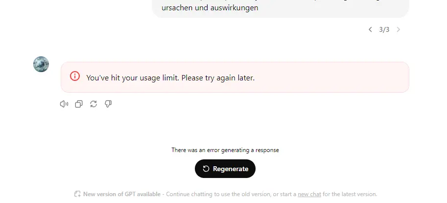 You've hit your usage limit. Please try again later - Bugs - OpenAI  Developer Community