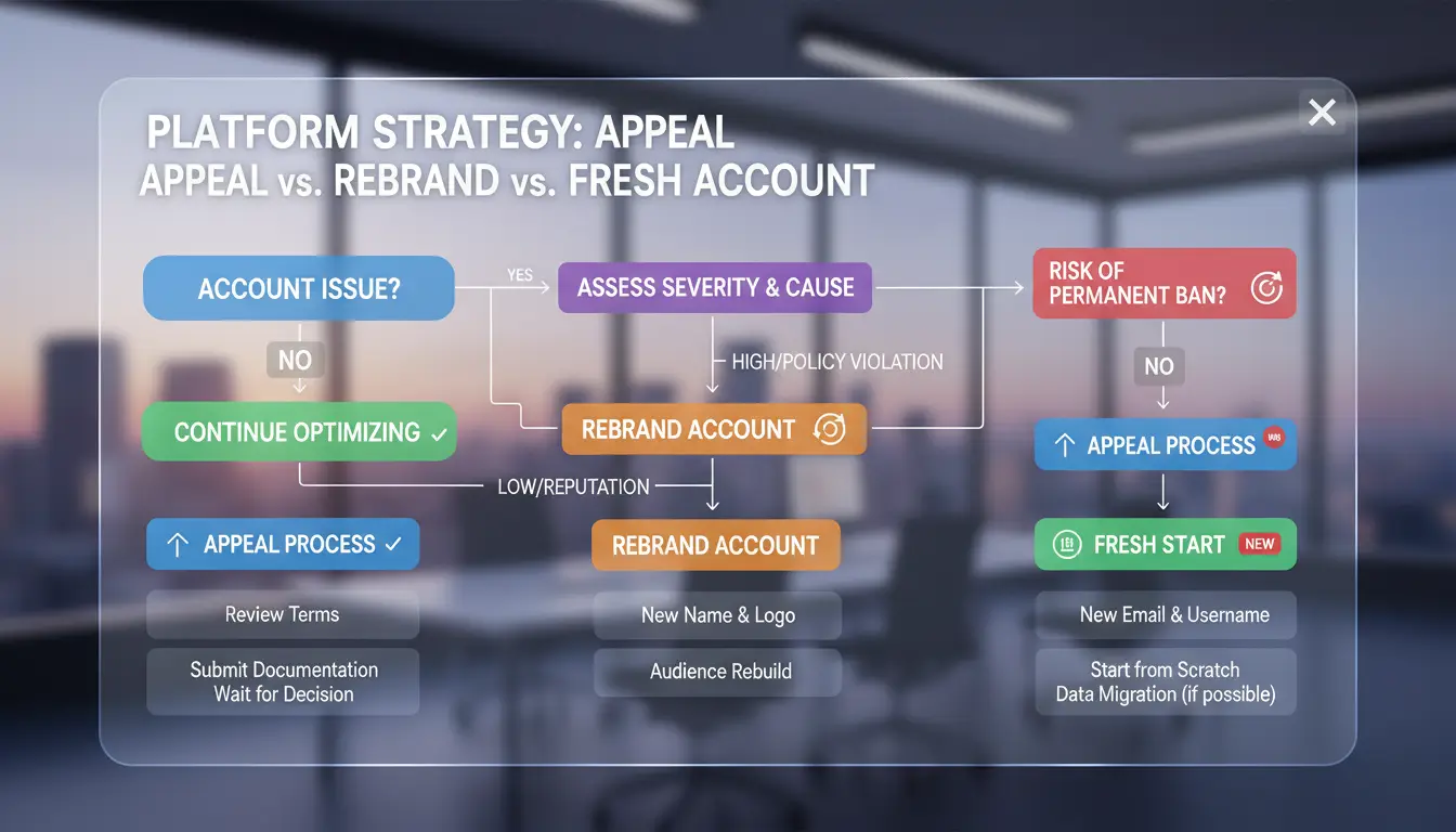 decision flowchart for appeal vs rebrand vs fresh account