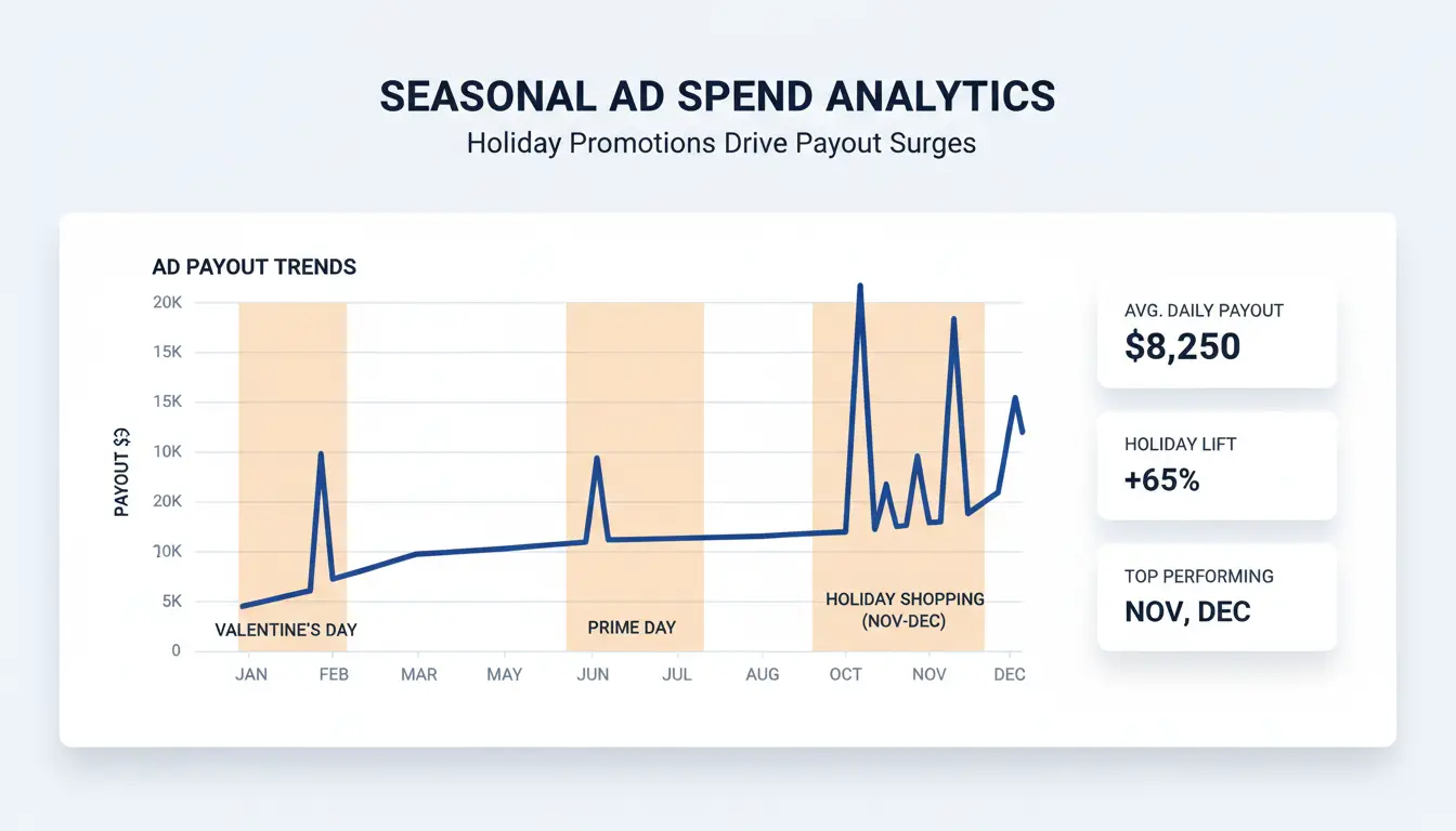 line chart showing ad payout spikes during holidays