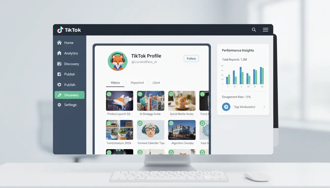 Screenshot of TikTok profile showing reposted videos
