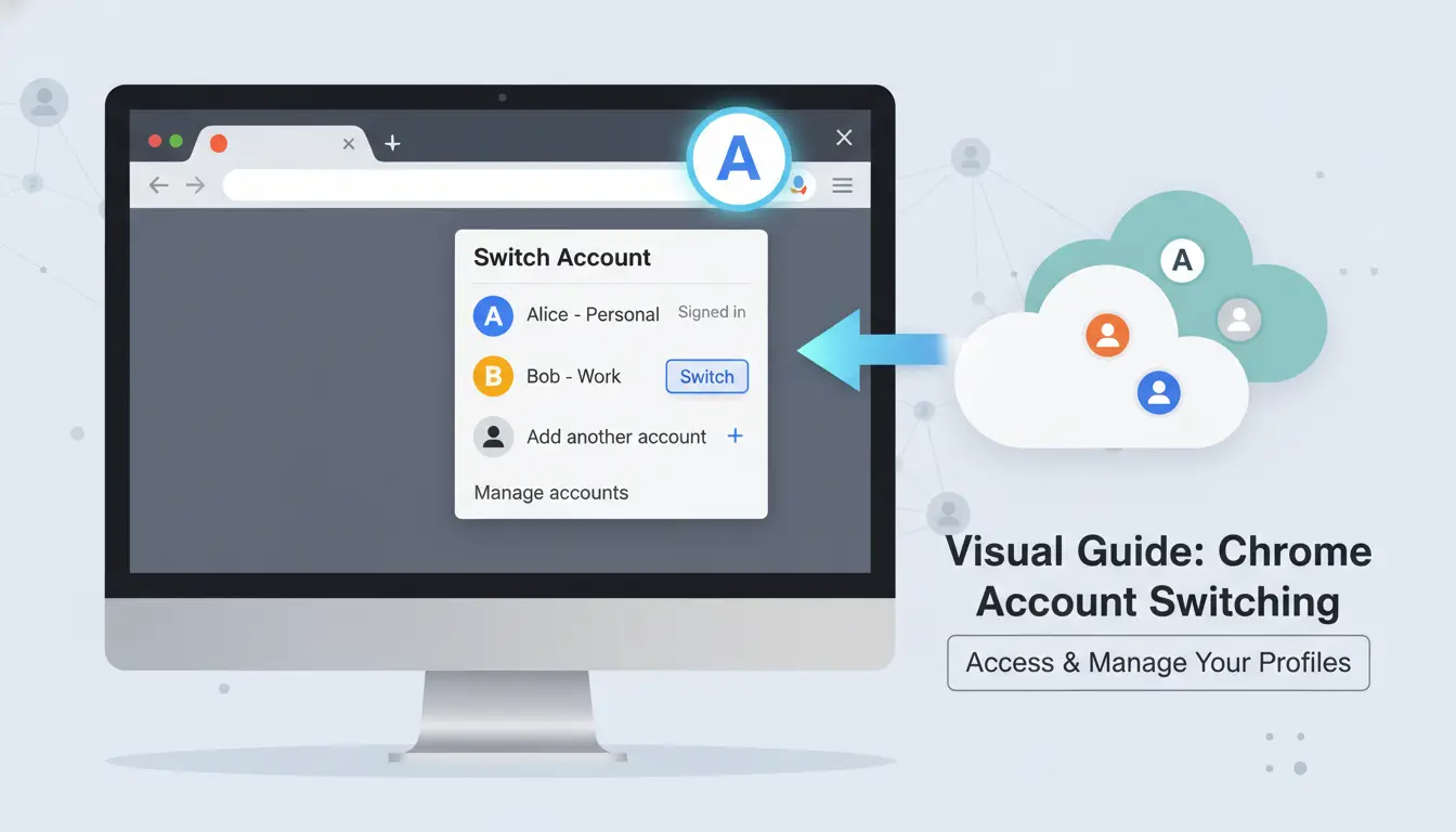 Visual guide for switching accounts in Chrome
