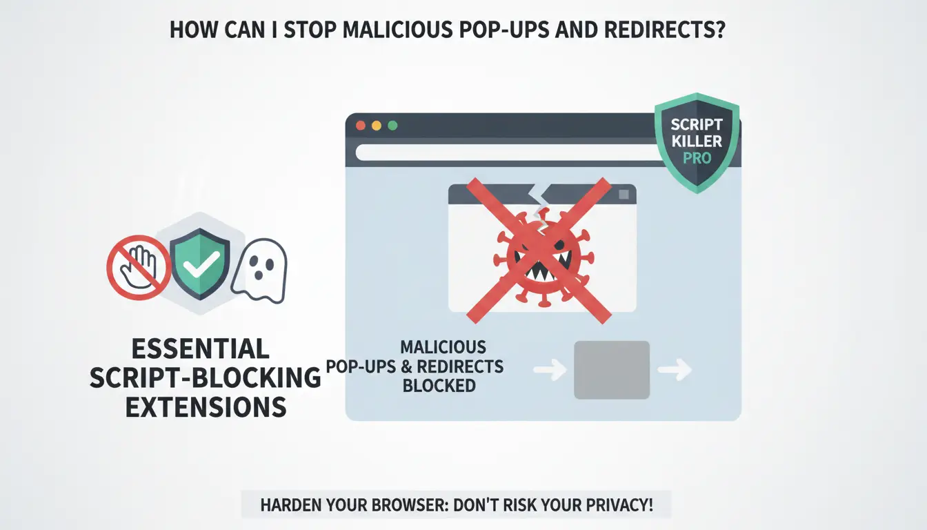 How can I stop malicious pop-ups and redirects?