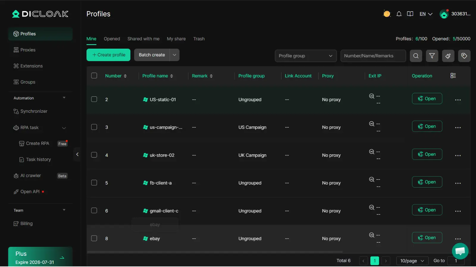 DICloak profiles with custom proxy configuration for multi-account workflows