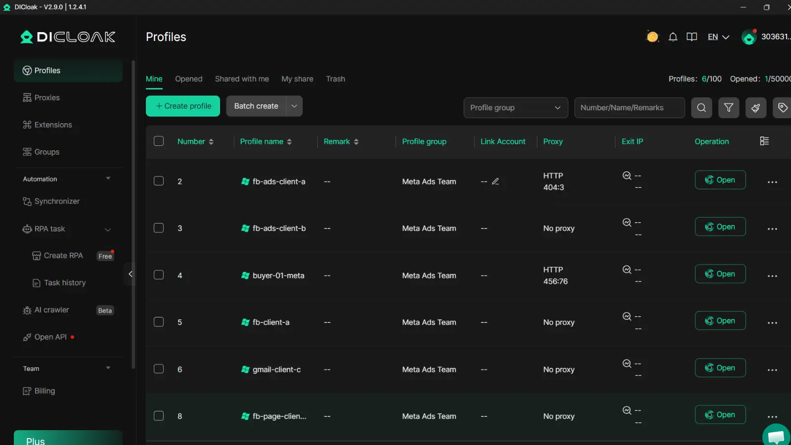 DICloak operation logs for tracking team actions across browser profiles