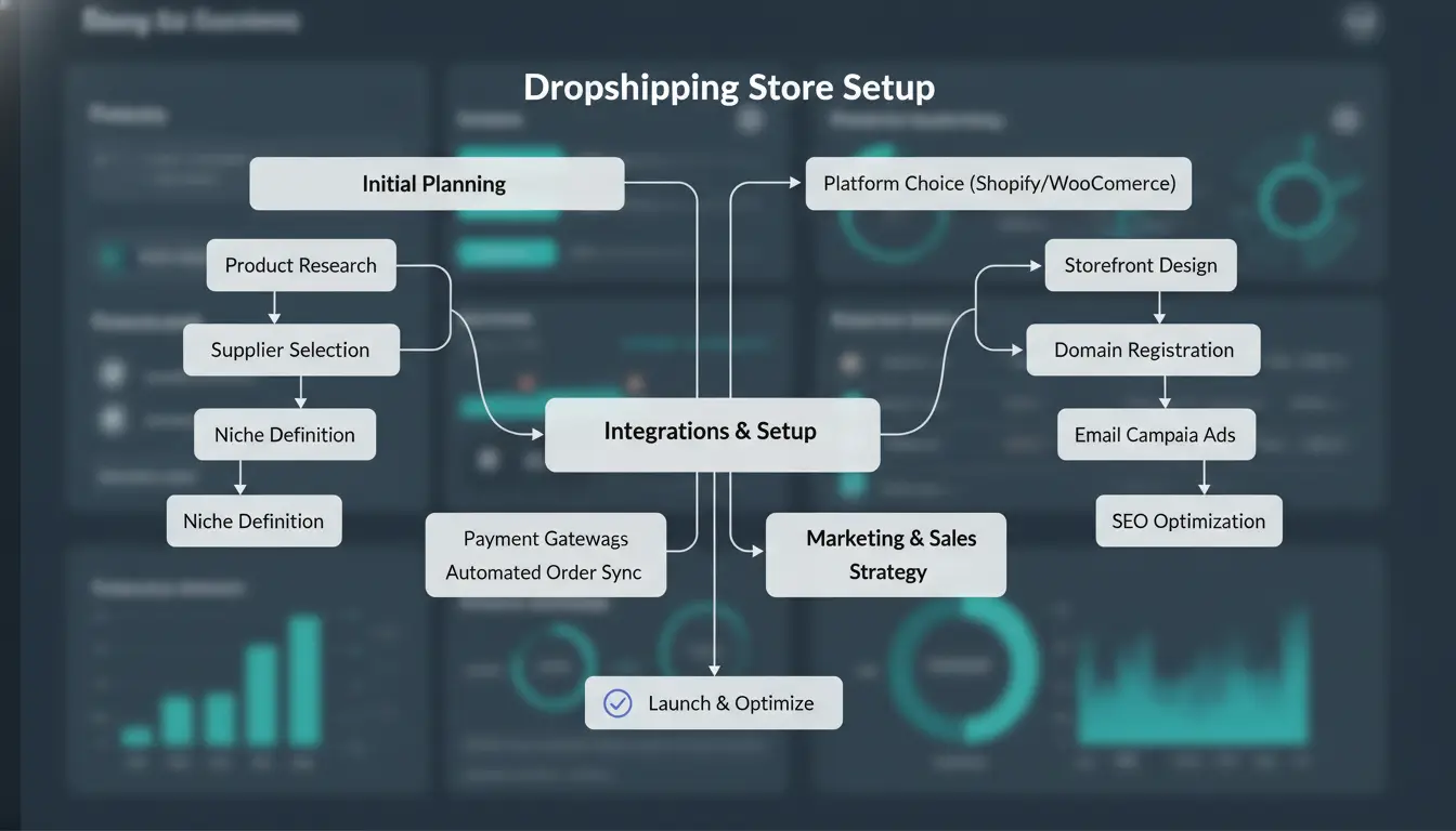 Visual workflow: dropshipping store setup steps