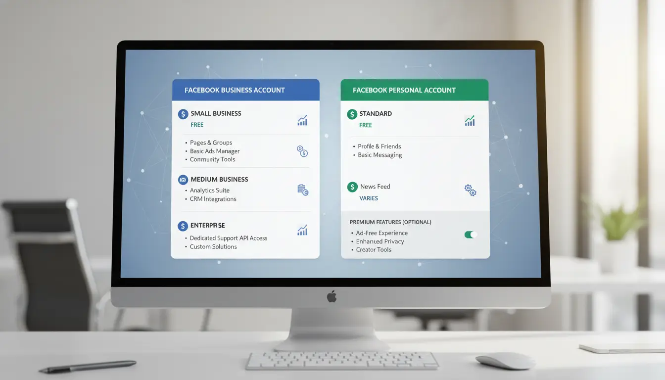 Comparison of Facebook account types and pricing