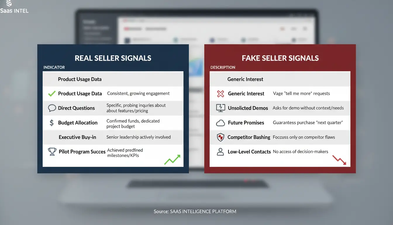 Table comparing real vs fake seller signals