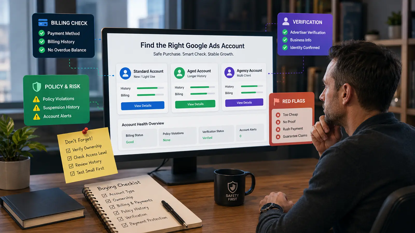 Google Ads account checklist before buying