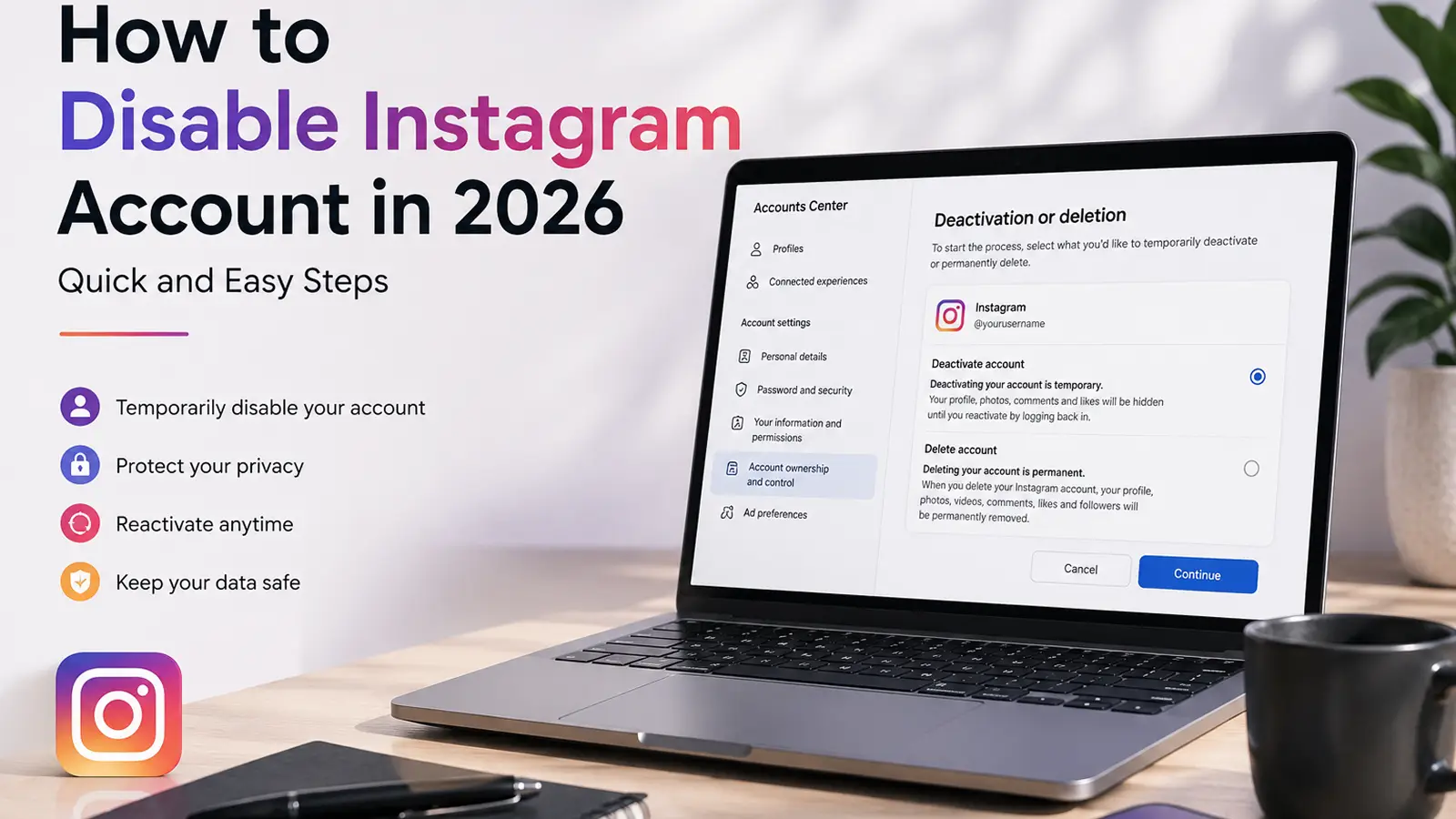 how to disable Instagram account in 2026