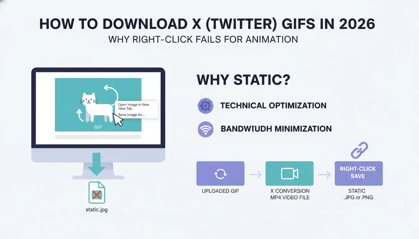 Why does right-clicking a Twitter GIF only save a static image?