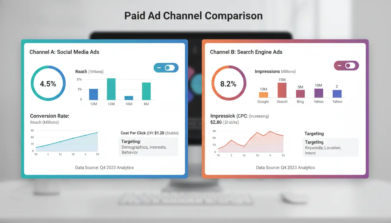 Paid ad channel comparison chart