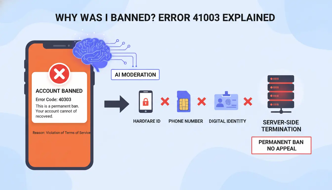 Why was my Tinder account banned and what does error code 40303 actually mean?