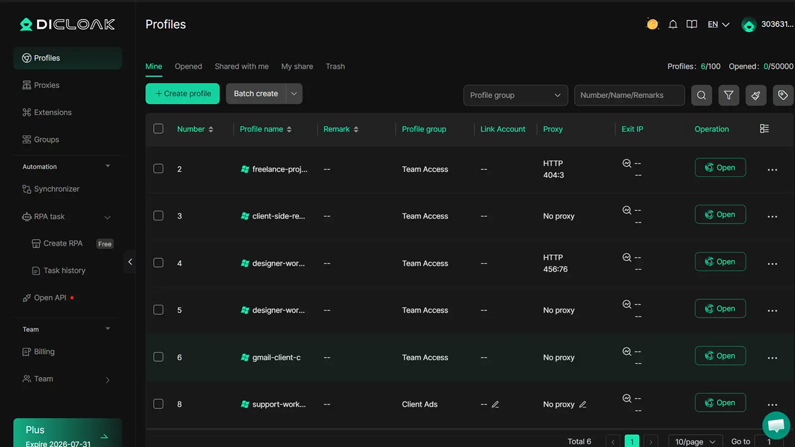 DICloak browser profiles for organizing Upwork workflows