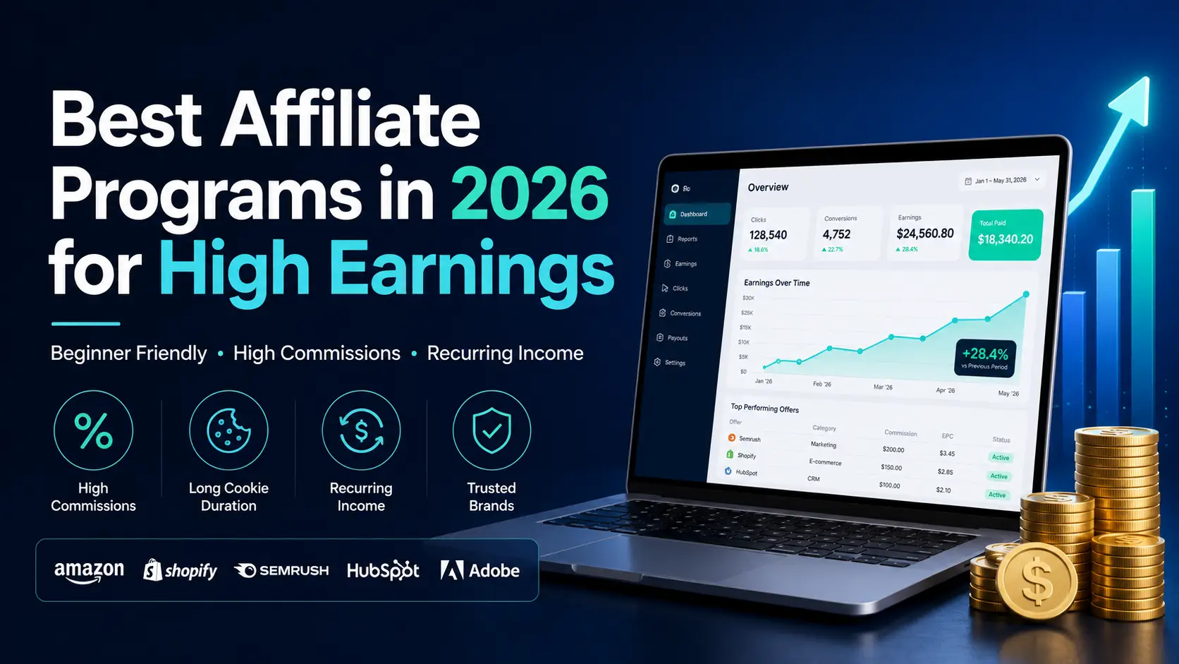 Best affiliate programs in 2026 for high earnings with commissions, recurring income, and affiliate dashboard