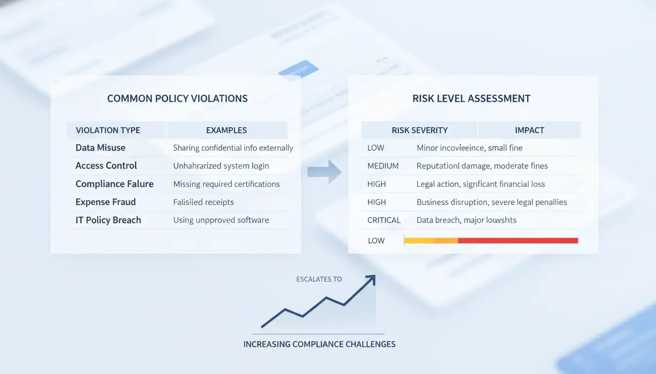 Table showing common policy violations vs. risk level