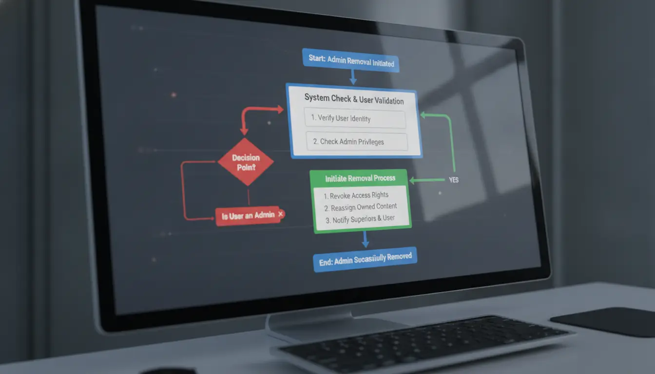 workflow diagram showing admin removal scenario