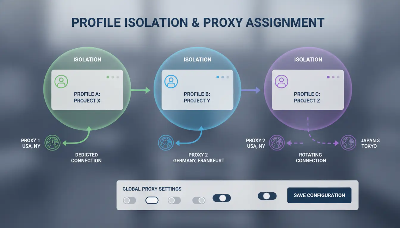 Profile isolation and proxy assignment visual