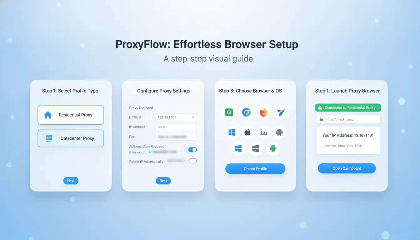 Screenshot walkthrough of proxy browser setup