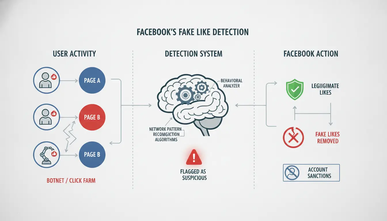 Diagram showing Facebook's detection of fake likes