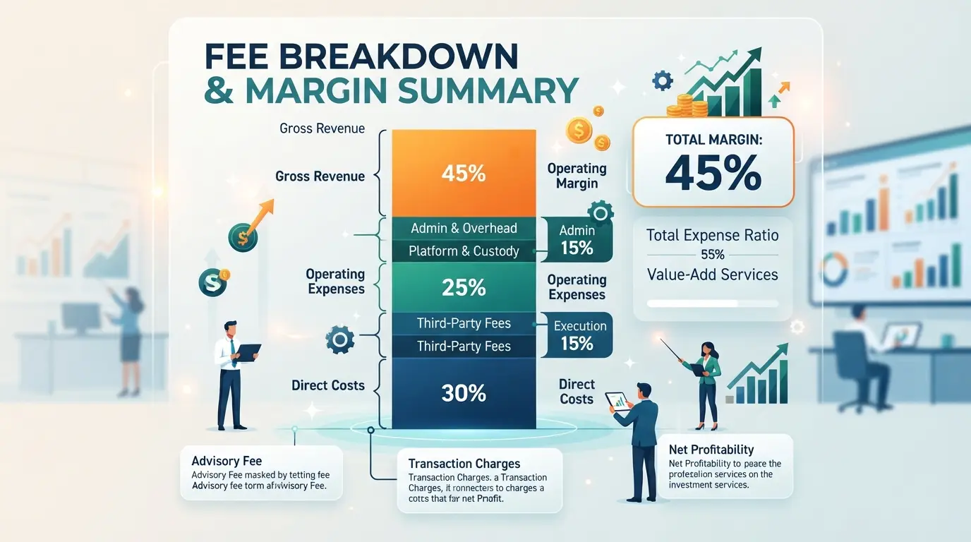 Fee breakdown and margin summary