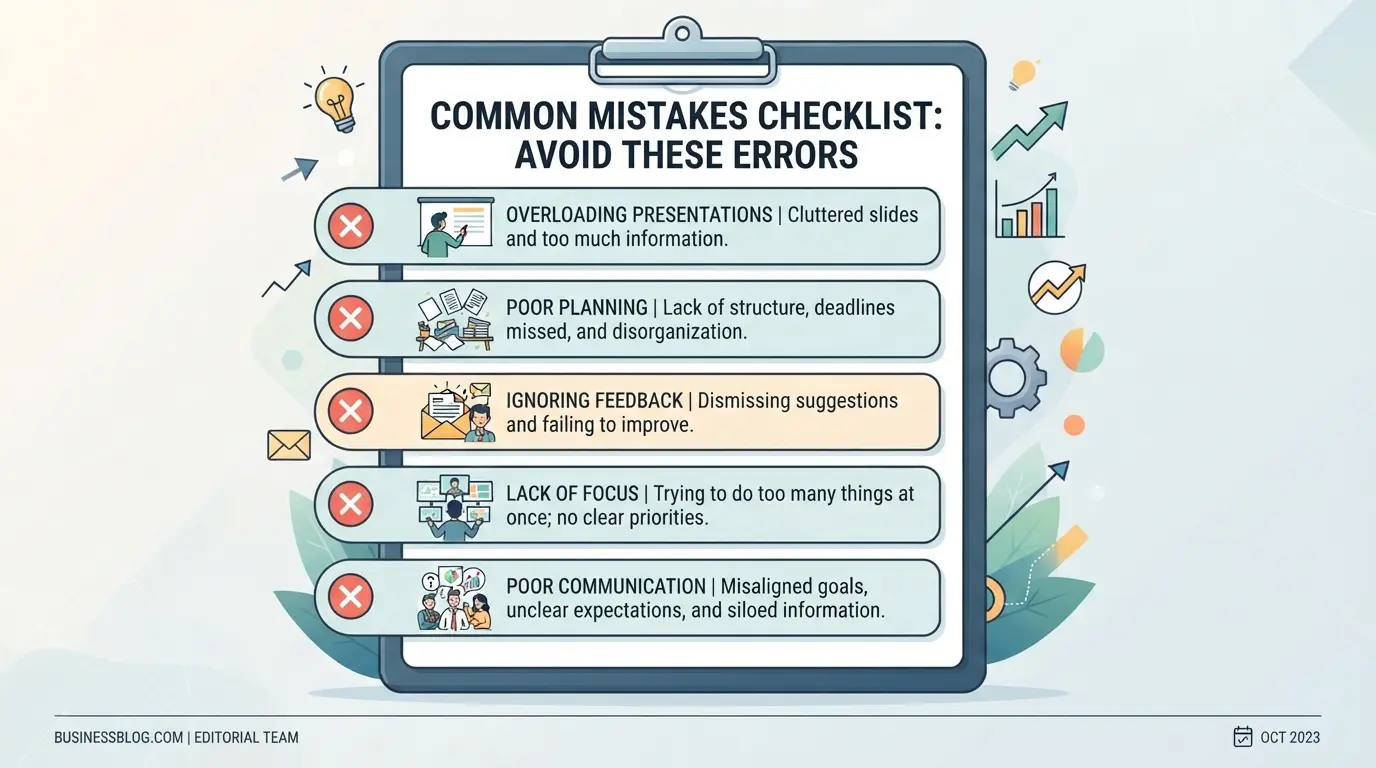 Checklist graphic showing common mistakes