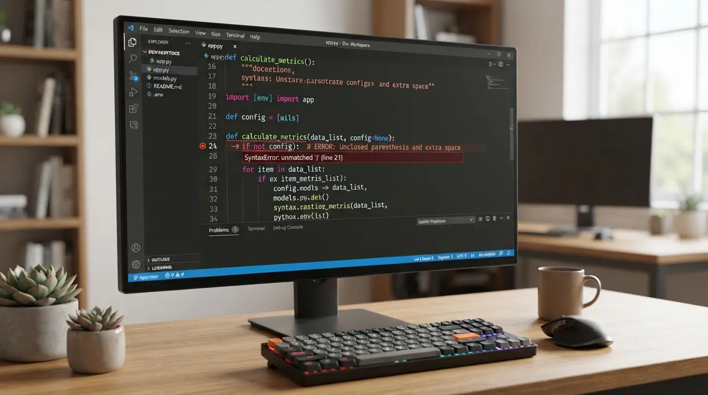 Screenshot of a code editor highlighting a syntax error